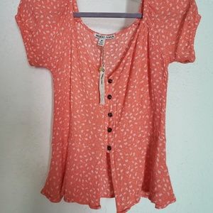 Moral Fiber Floral Peplum Blouse NWT